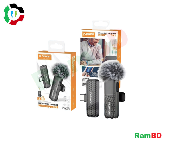 PLOKAMA VM-10 2.4G 2-in-1 Plug & Play Wireless Lavalier Microphone
